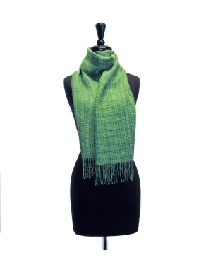 100% Baby Alpaca Woven Scarf - Hand-dyed Green