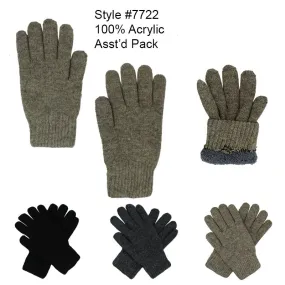 12-pack Wholesale Knitted Men's Heavy Winter Gloves #7722