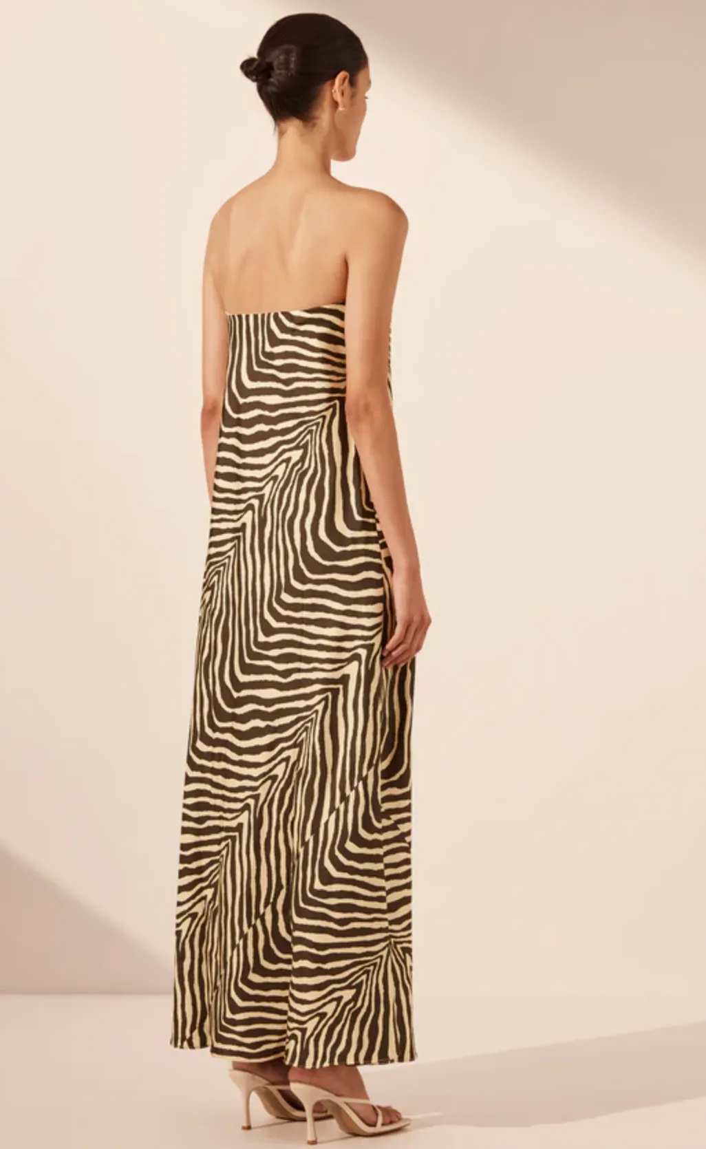 1245095 SANA SILK STRAPLESS BIAS MAXI DRESS - BONE/CHOC