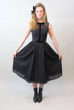 1950s EYELET cotton BOW dress xxs | new spring summer