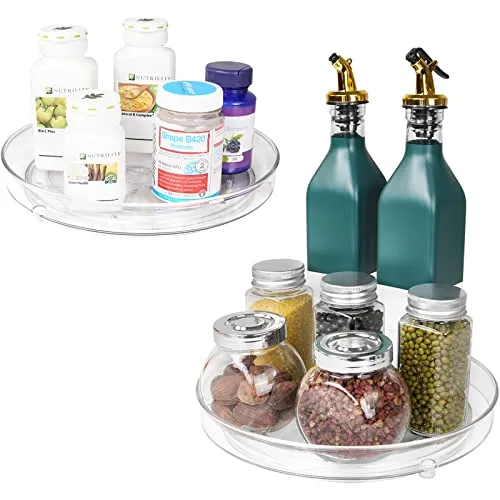 (2 Pack) Lazy Susan Clear Organizer for Cabinet Pantry Storage | Puricon