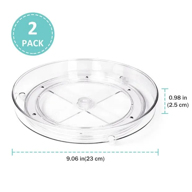 (2 Pack) Lazy Susan Clear Organizer for Cabinet Pantry Storage | Puricon