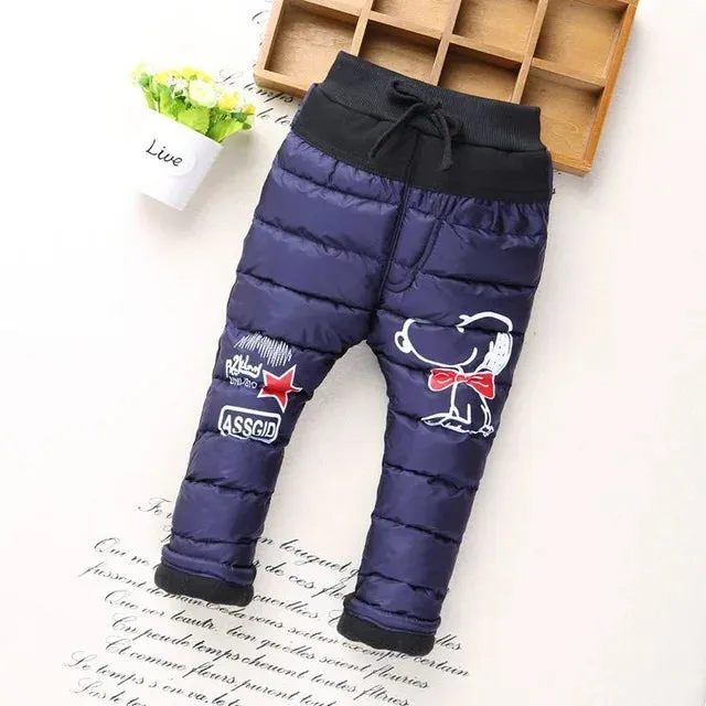 2024 Baby Boys Pants Plaid Cartoon Autumn Winter Children Thick Warm Cotton Pant Kids Casual Cotton Trousers Soft Boy Jeans 0-2y