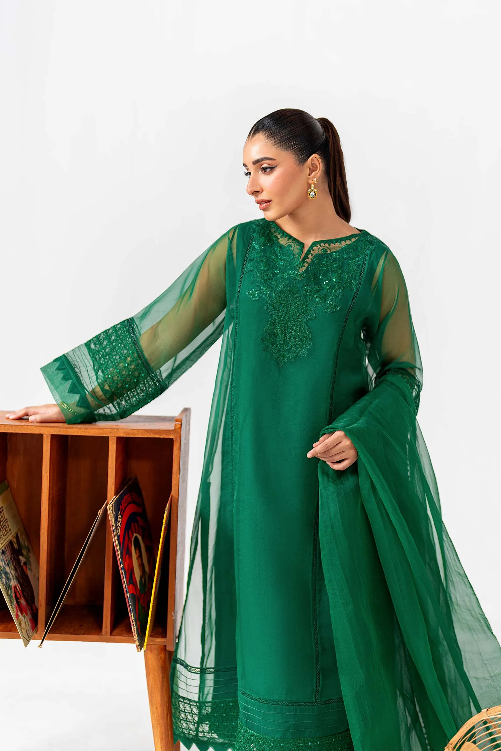 3 Piece Embroidered Organza Suit | MB-F24-604