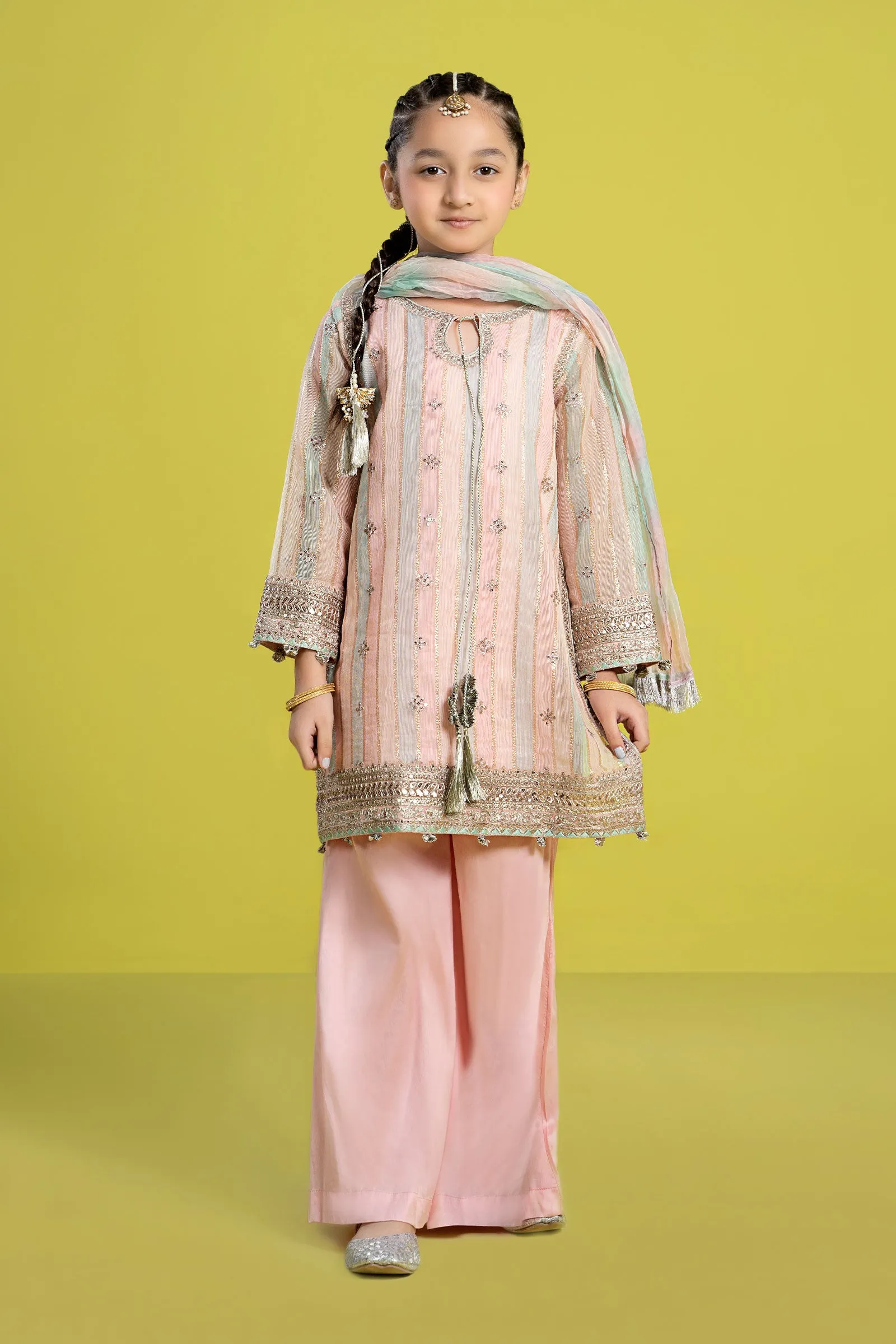 3 Piece Embroidered Yarn Dyed Suit | MKS-EF24-32