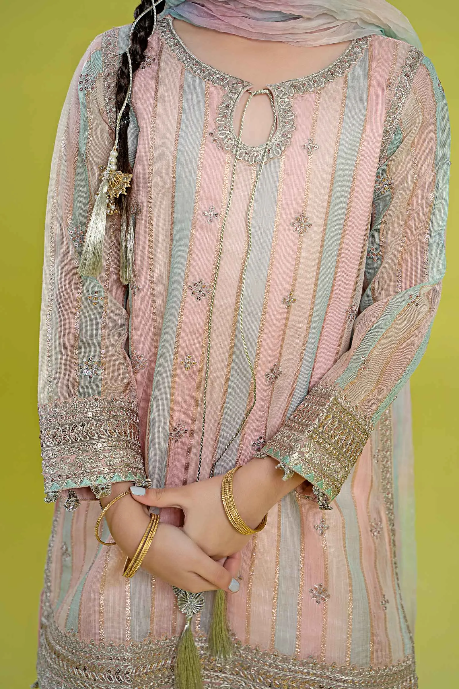 3 Piece Embroidered Yarn Dyed Suit | MKS-EF24-32