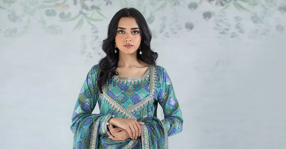 3 Piece Printed Jacquard Broshia Suit | DW-EA24-25