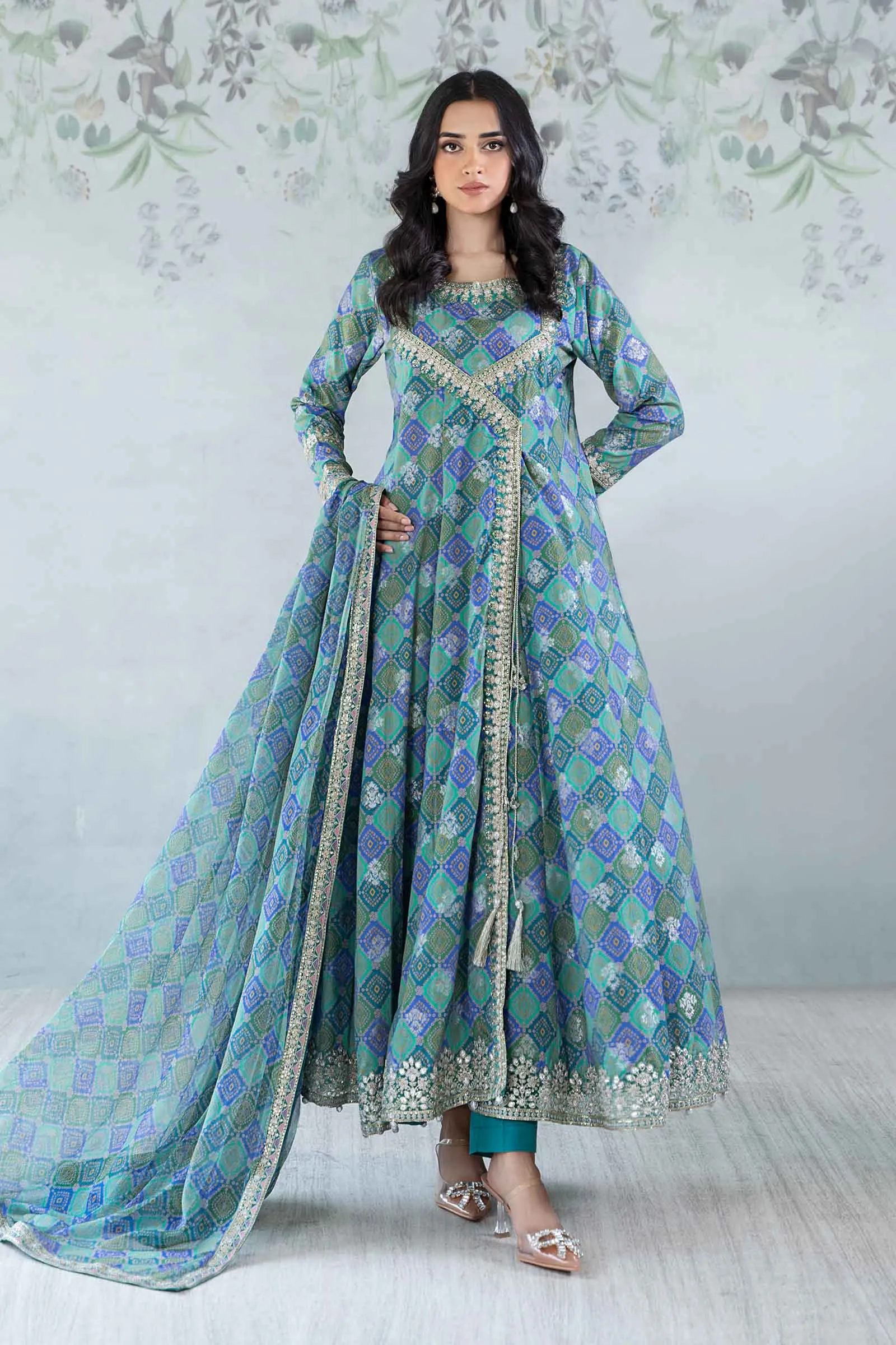 3 Piece Printed Jacquard Broshia Suit | DW-EA24-25