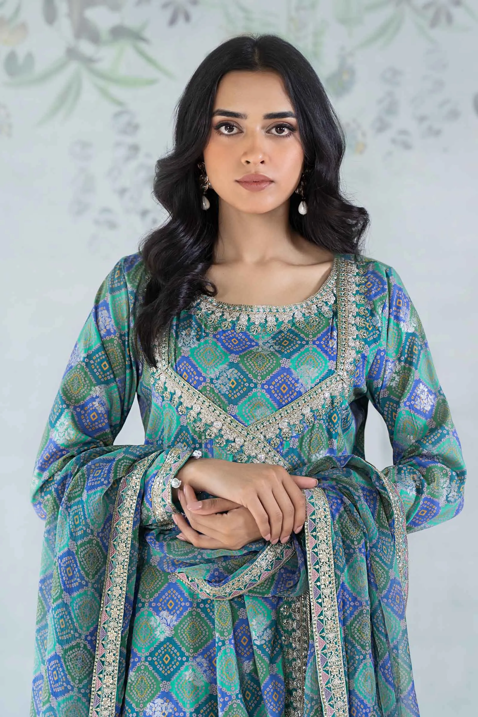 3 Piece Printed Jacquard Broshia Suit | DW-EA24-25