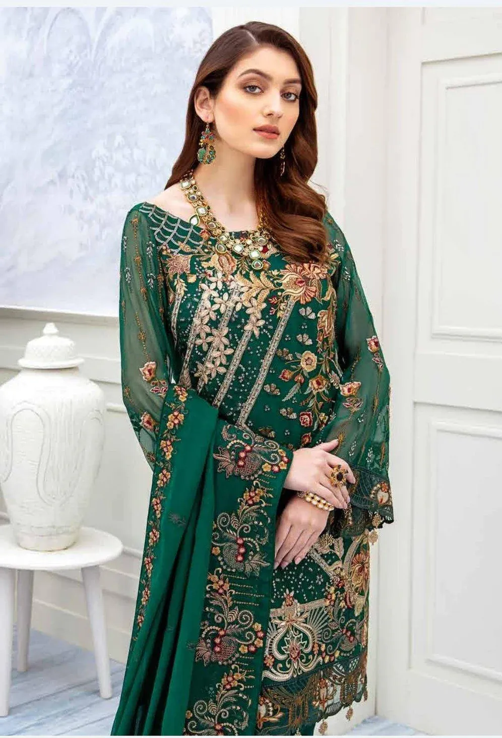 A-207R Exotic Amalgamation - Readymade Chiffon Suit - Chevron Vol 2 Ramsha