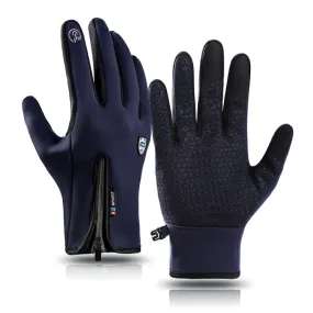 A045 Cycling Gloves Touch Screen Windproof Waterproof Sport Keep Warm Gloves, Size: L(Navy)