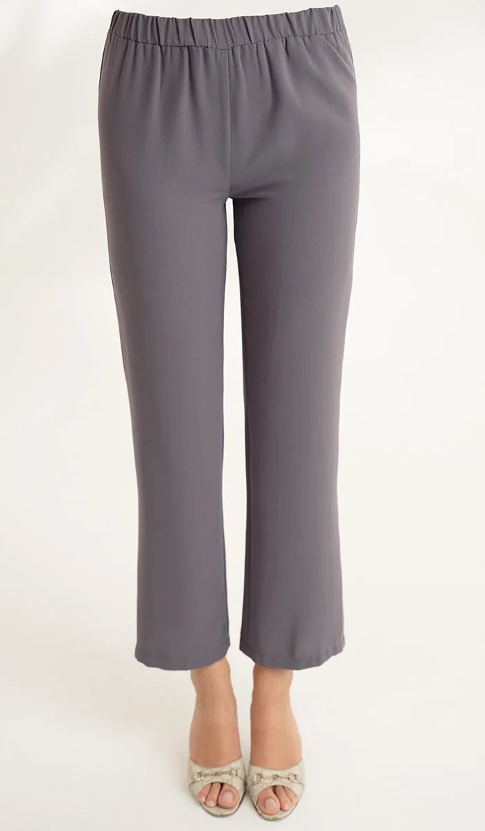 Abeer Stretch Waist Wide Leg Pants - Purple Gray - Final Sale