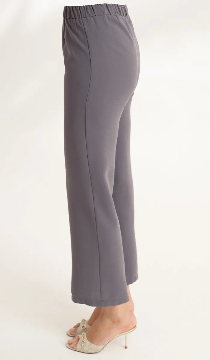 Abeer Stretch Waist Wide Leg Pants - Purple Gray - Final Sale