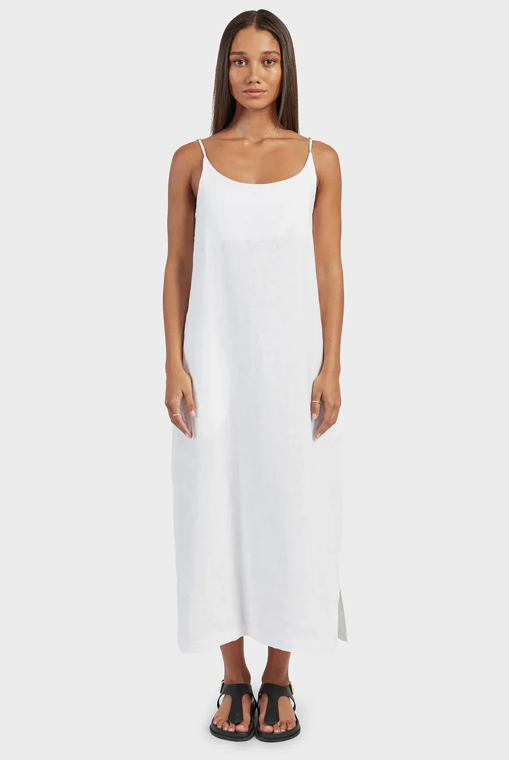 ACADEMY BRAND - Essential Linen Slip Dress - White