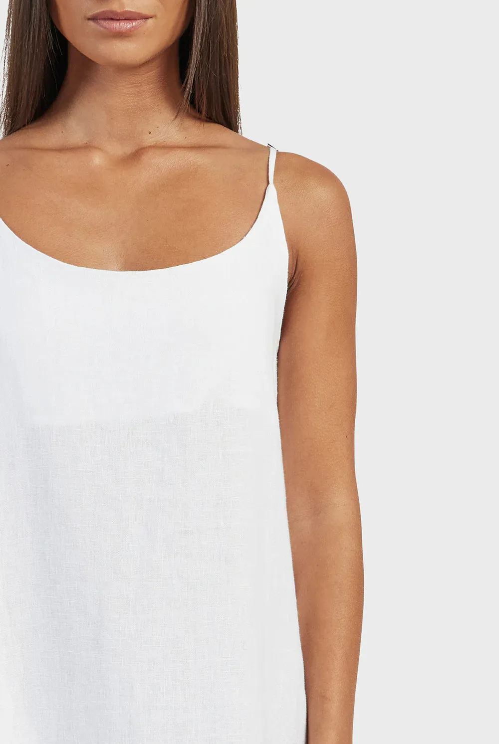 ACADEMY BRAND - Essential Linen Slip Dress - White