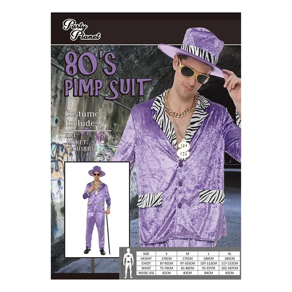 Adult 80's Purple Pimp Suit Costume