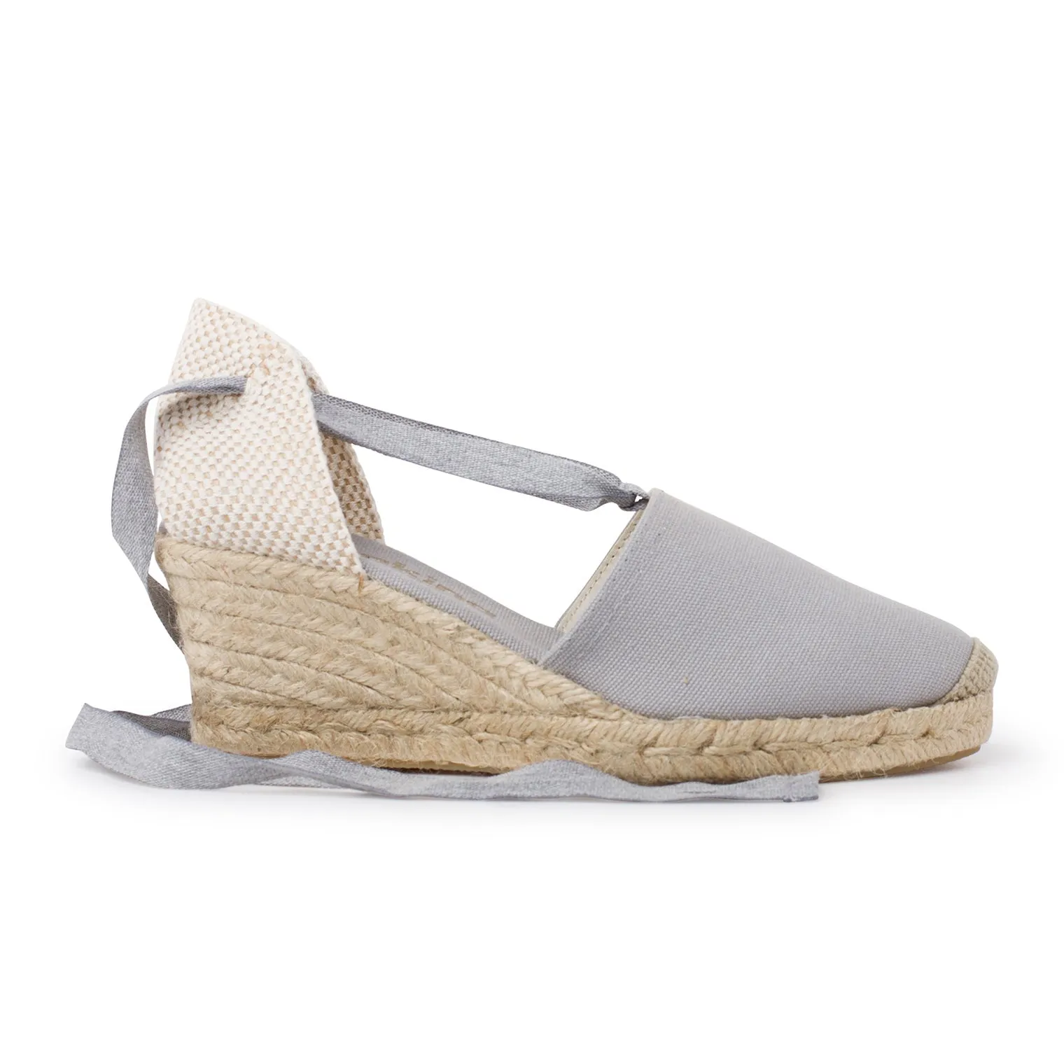 Almanera Sustainable, Eco Friendly, Vegan Canvas Espadrille Wedges - Grey