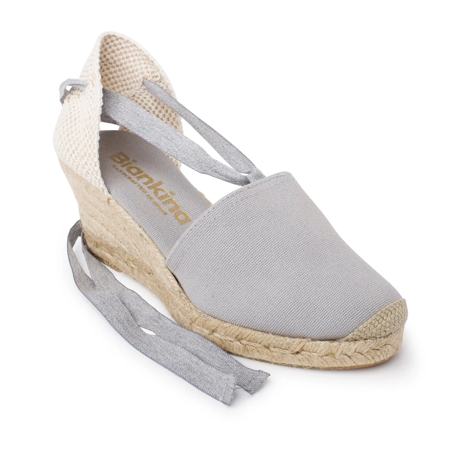 Almanera Sustainable, Eco Friendly, Vegan Canvas Espadrille Wedges - Grey