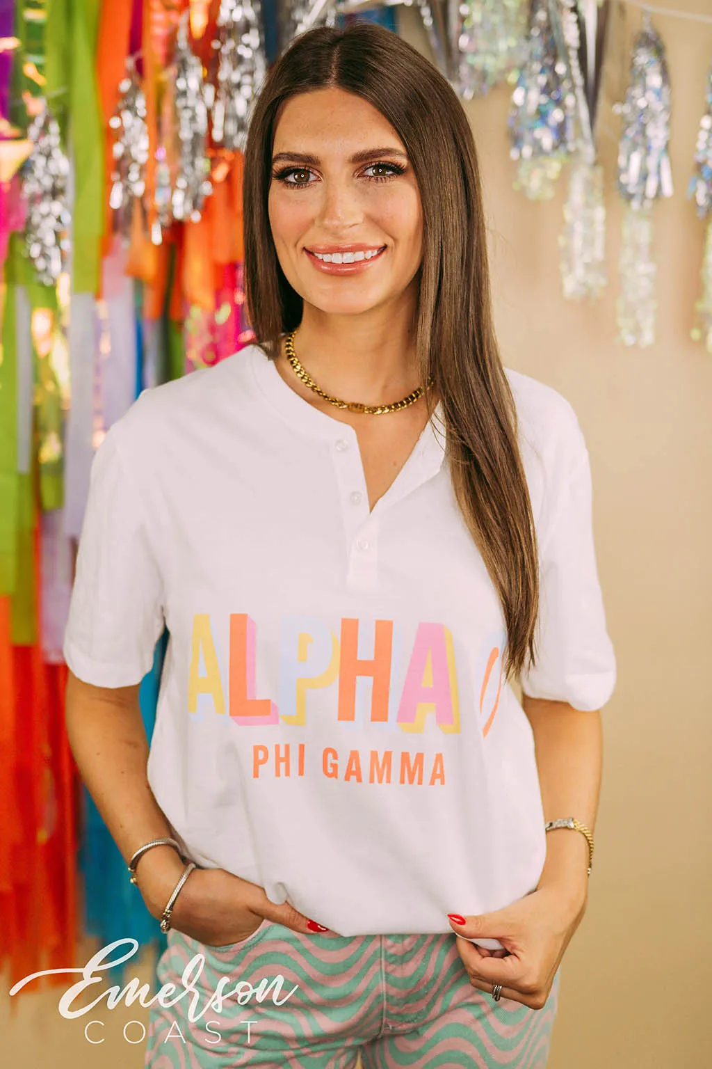 Alpha O Colorful Short Sleeve Henley