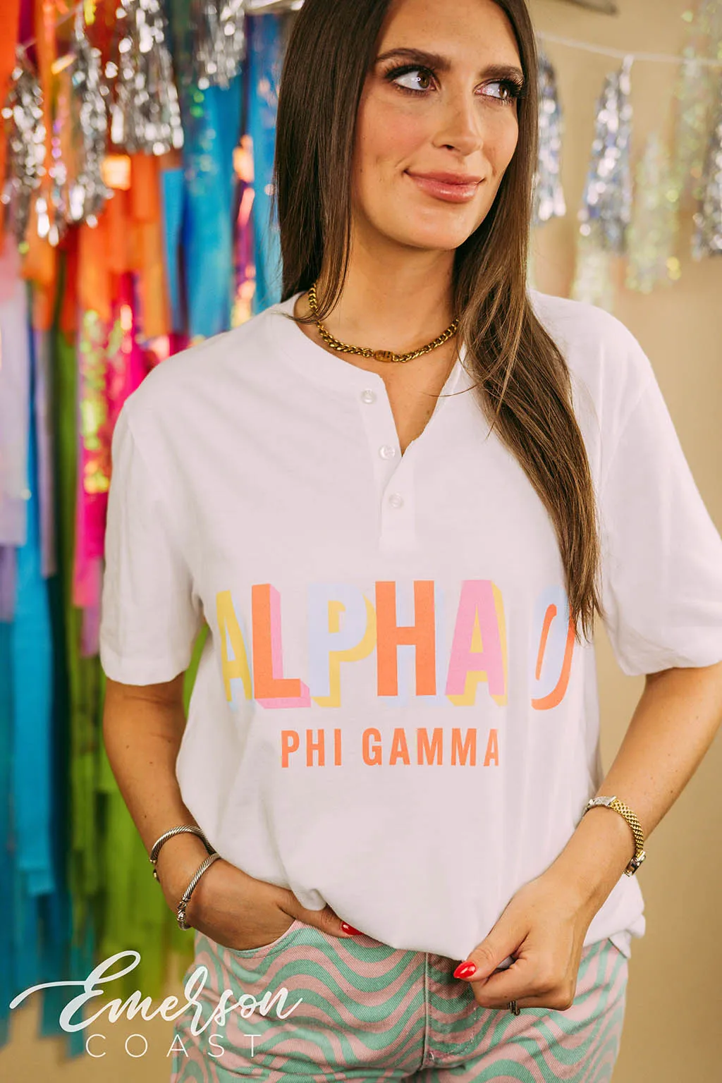 Alpha O Colorful Short Sleeve Henley