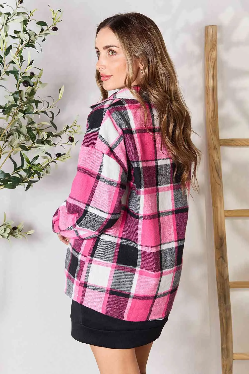 *APP EXCLUSIVE* Pink Plaid Flannel Shacket