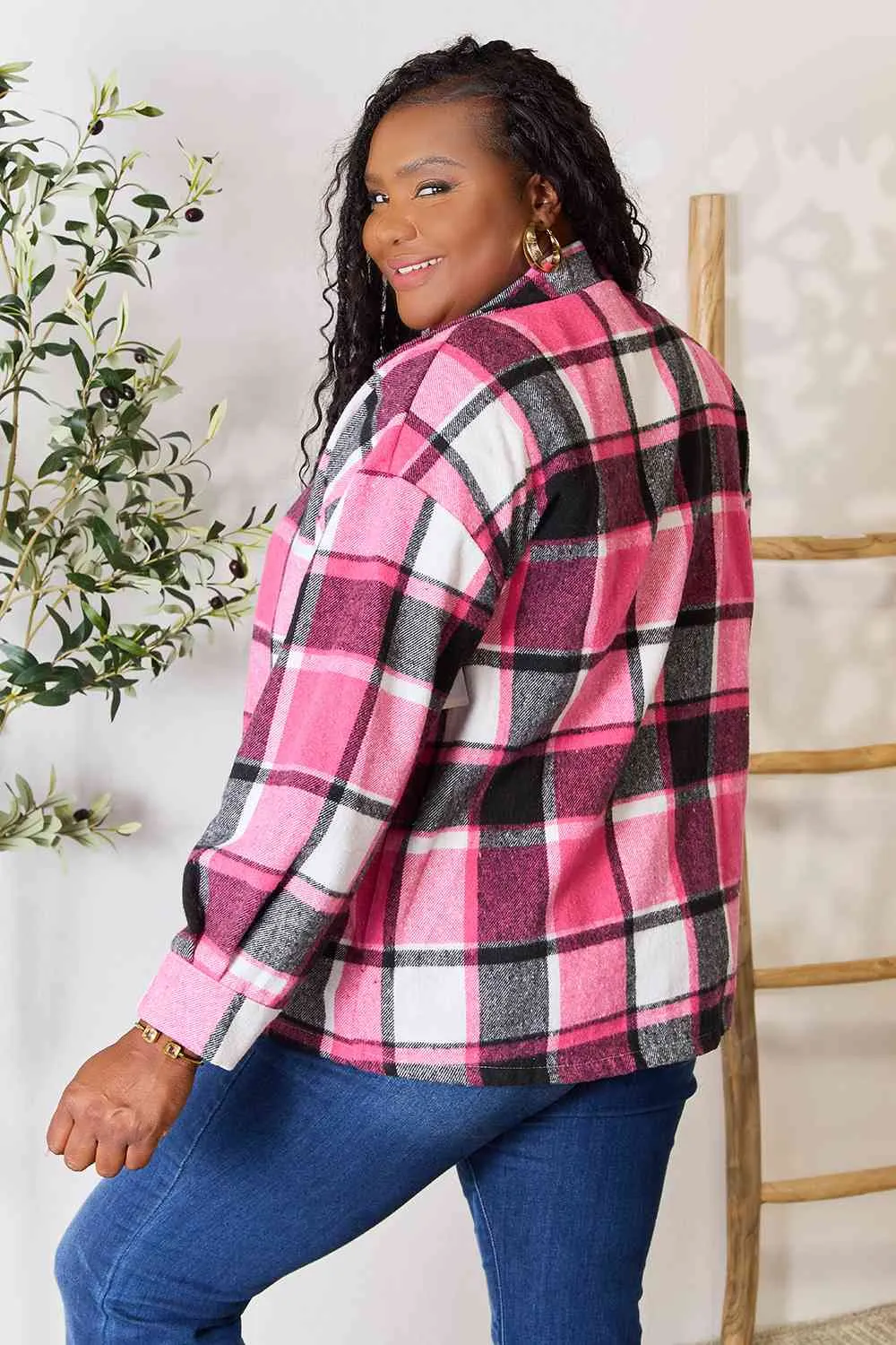 *APP EXCLUSIVE* Pink Plaid Flannel Shacket