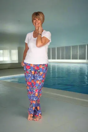 Aruba summer trousers - Royal Floral and Cream Floral