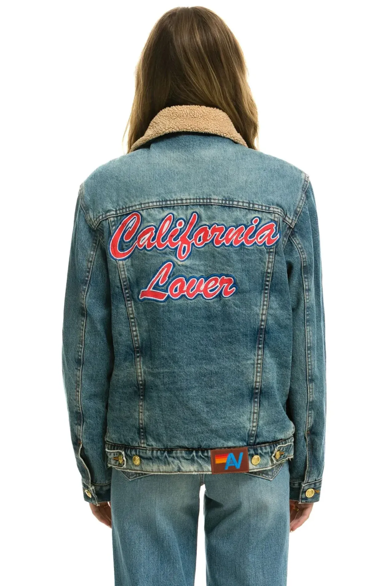 AVIATOR NATION CALI LOVER RANCH SHERPA UNISEX DENIM JACKET - VINTAGE