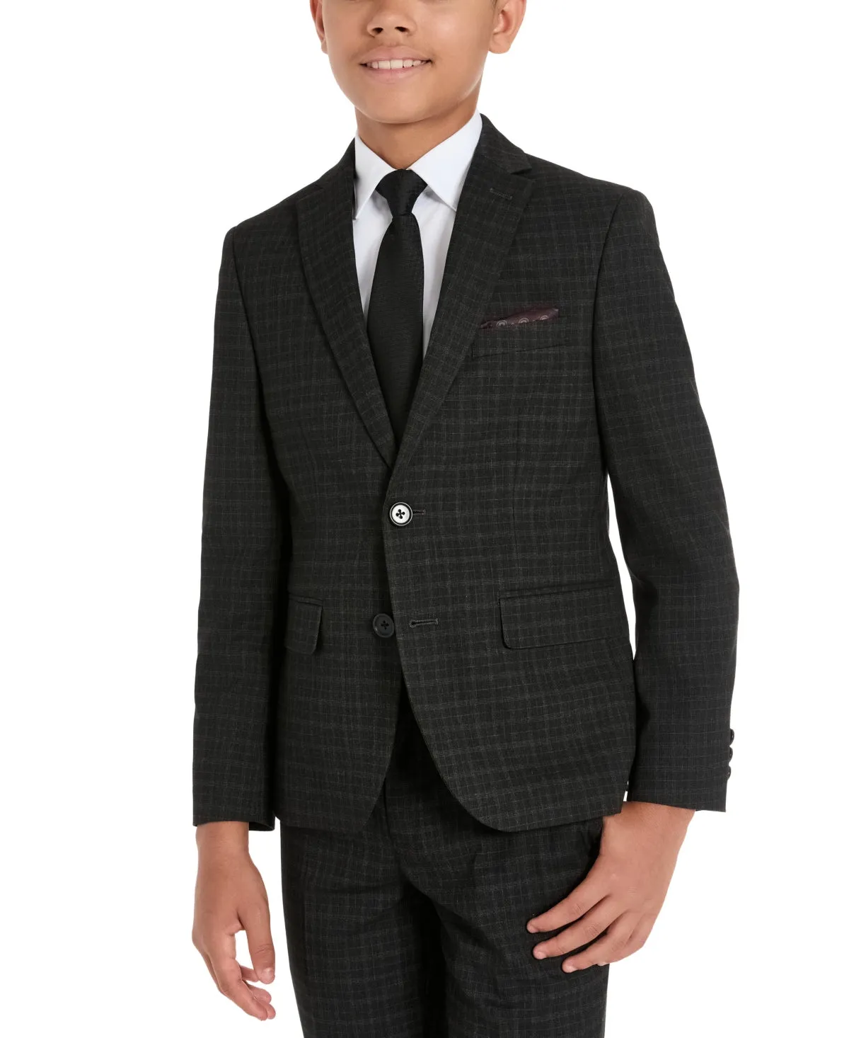 B by Brooks Brothers Big Boys Long Sleeve Classic Suit Jacket - Charcoal