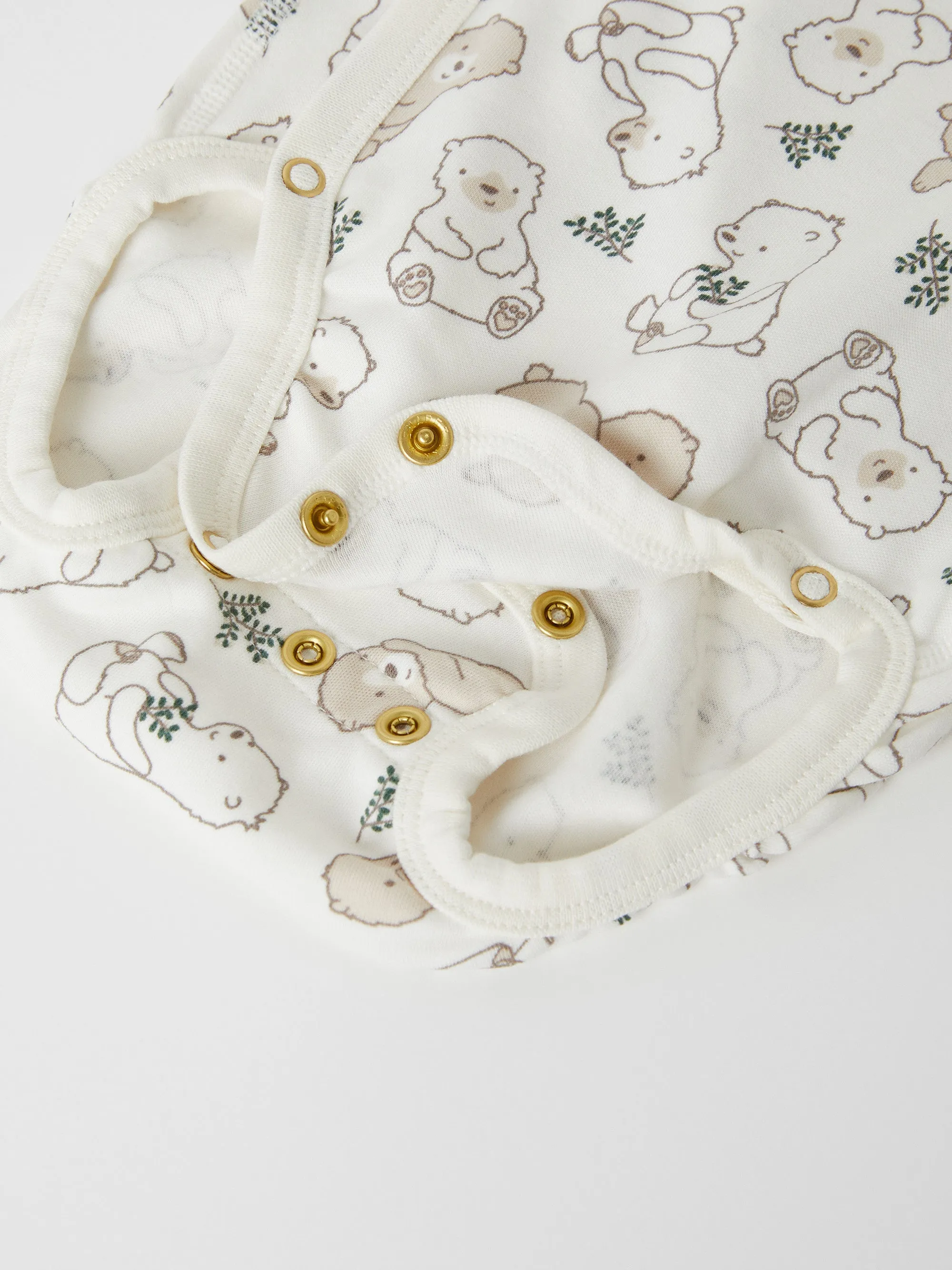 Bear Print Wraparound Babygrow