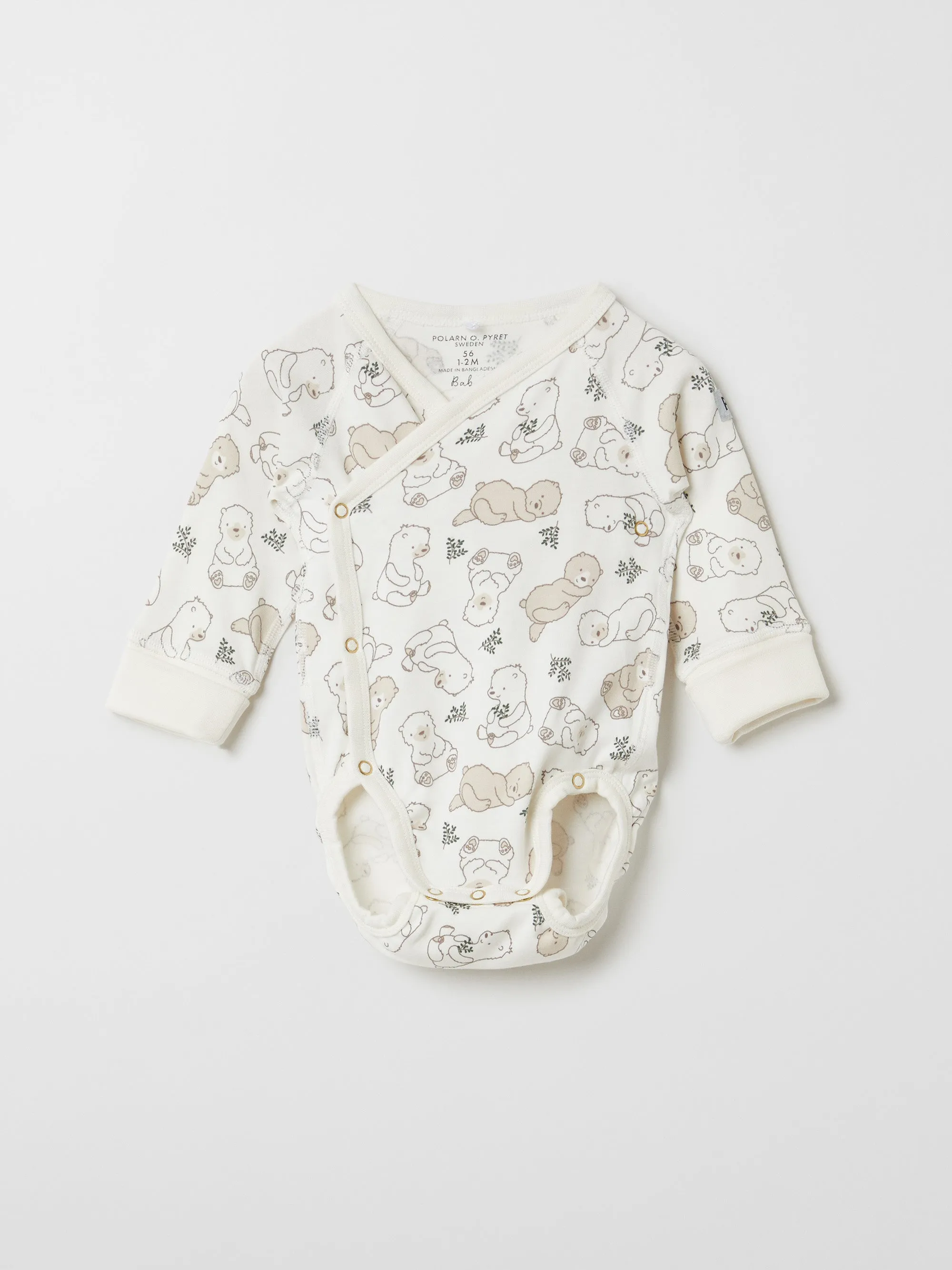 Bear Print Wraparound Babygrow