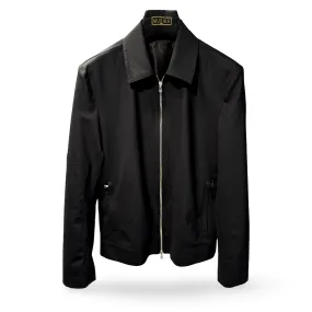 Black Italian Imported Tropical Wool Blouson Jacket