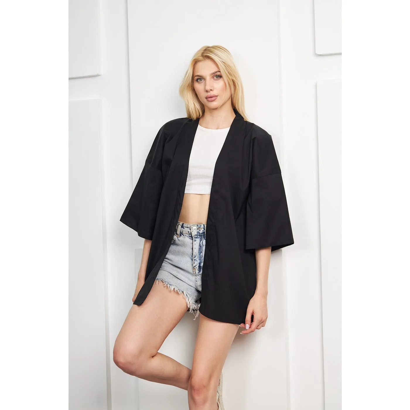 Black Kimono Shawl Jacket