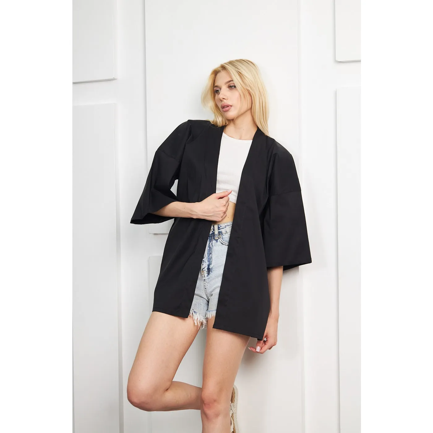 Black Kimono Shawl Jacket