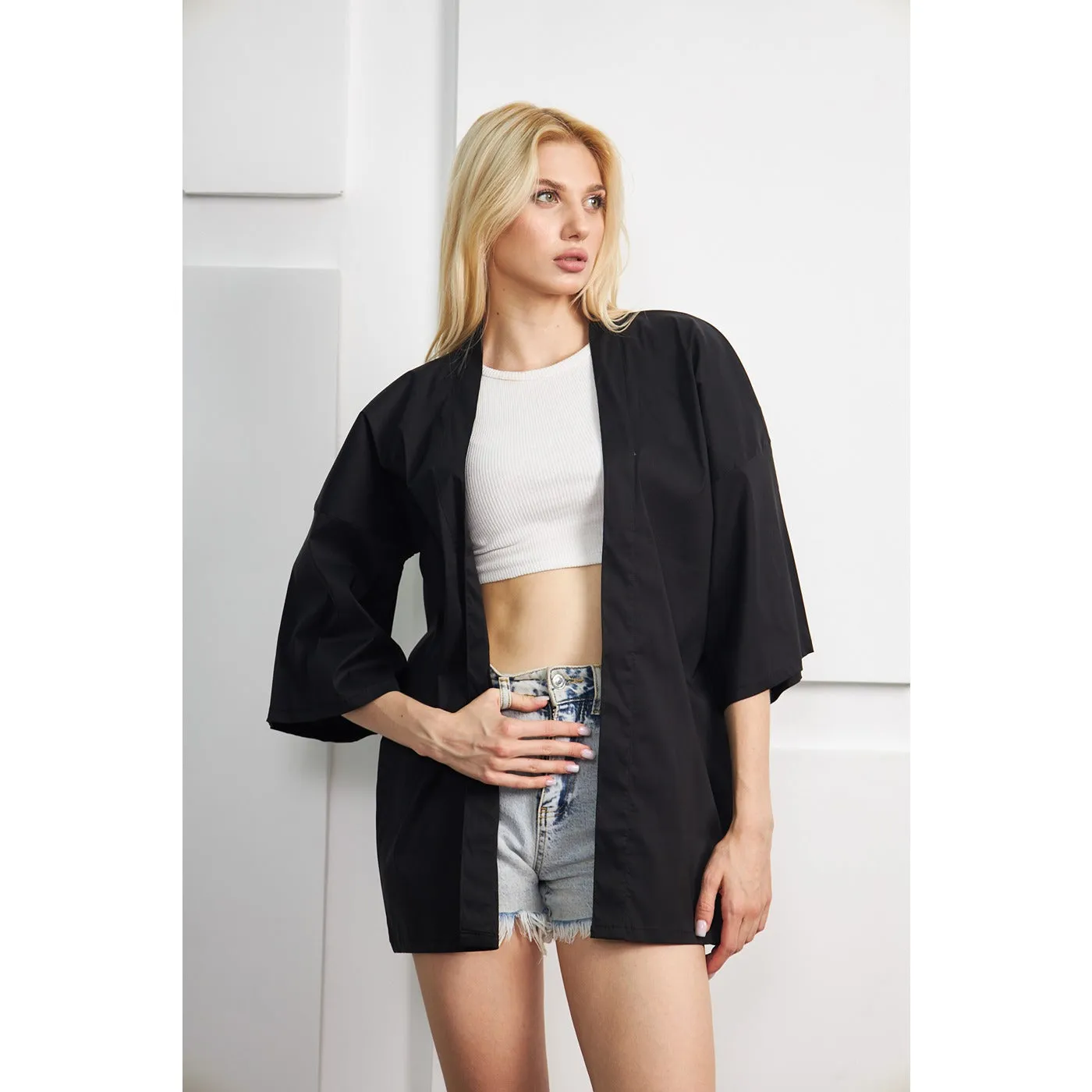 Black Kimono Shawl Jacket