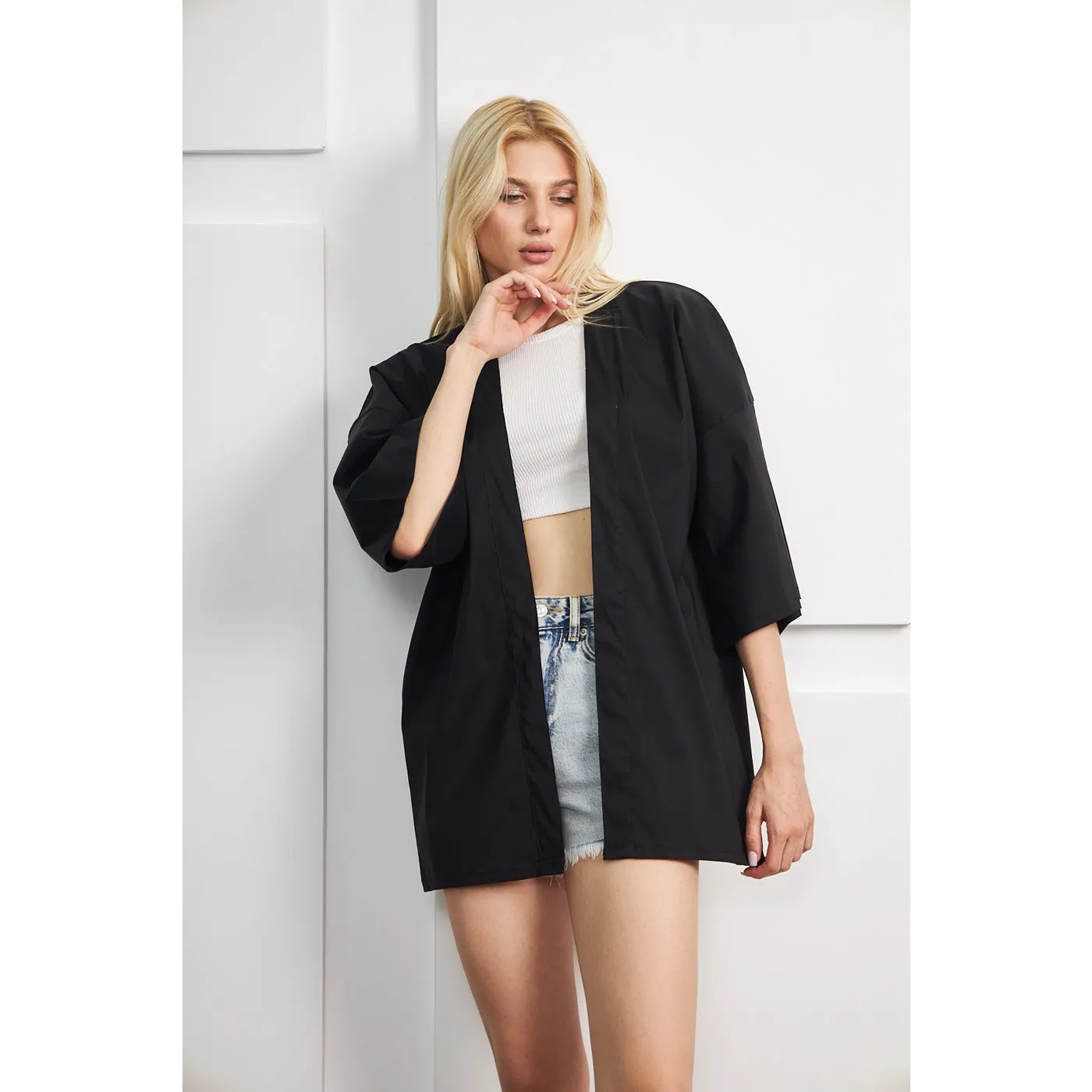 Black Kimono Shawl Jacket