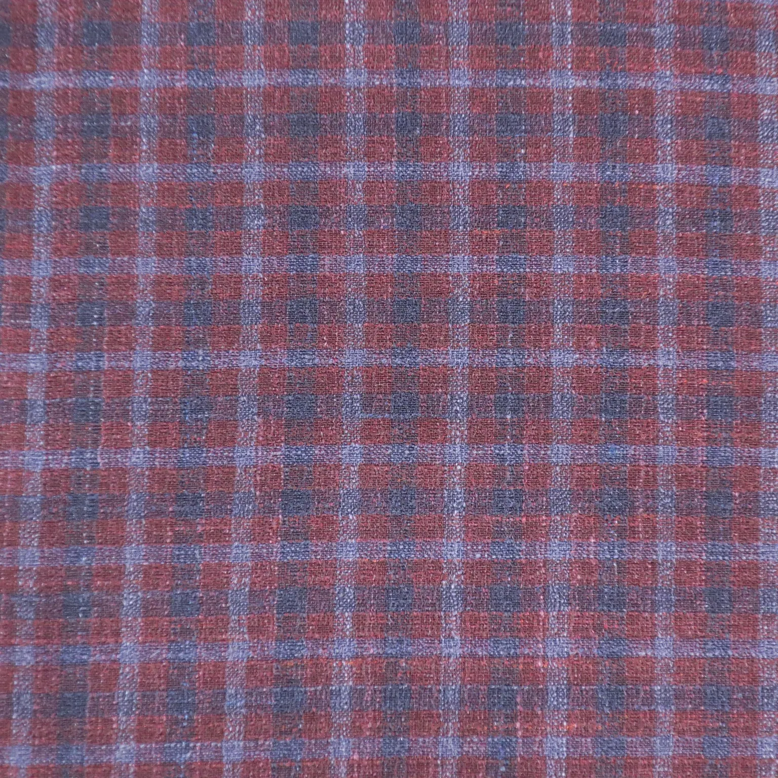 Blue and Wine Small Check Superfine Australian Wool Ermenegildo Zegna Cloth Suiting Fabric