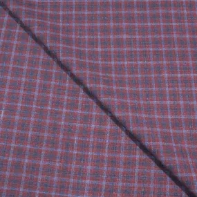 Blue and Wine Small Check Superfine Australian Wool Ermenegildo Zegna Cloth Suiting Fabric