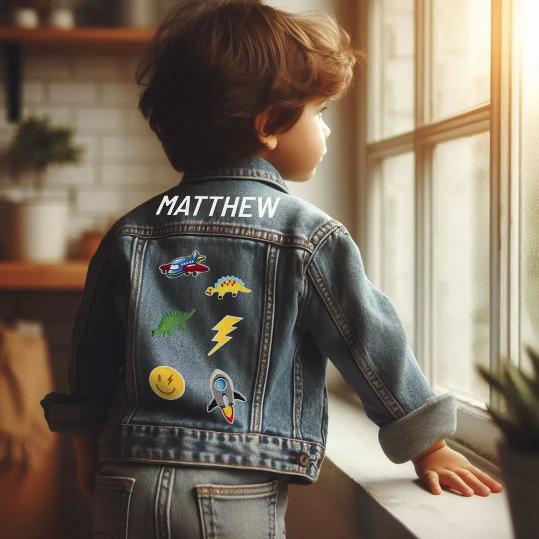 (Blue Denim) Kids Patch Jacket Gift