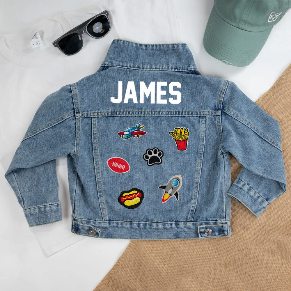 (Blue Denim) Kids Patch Jacket Gift