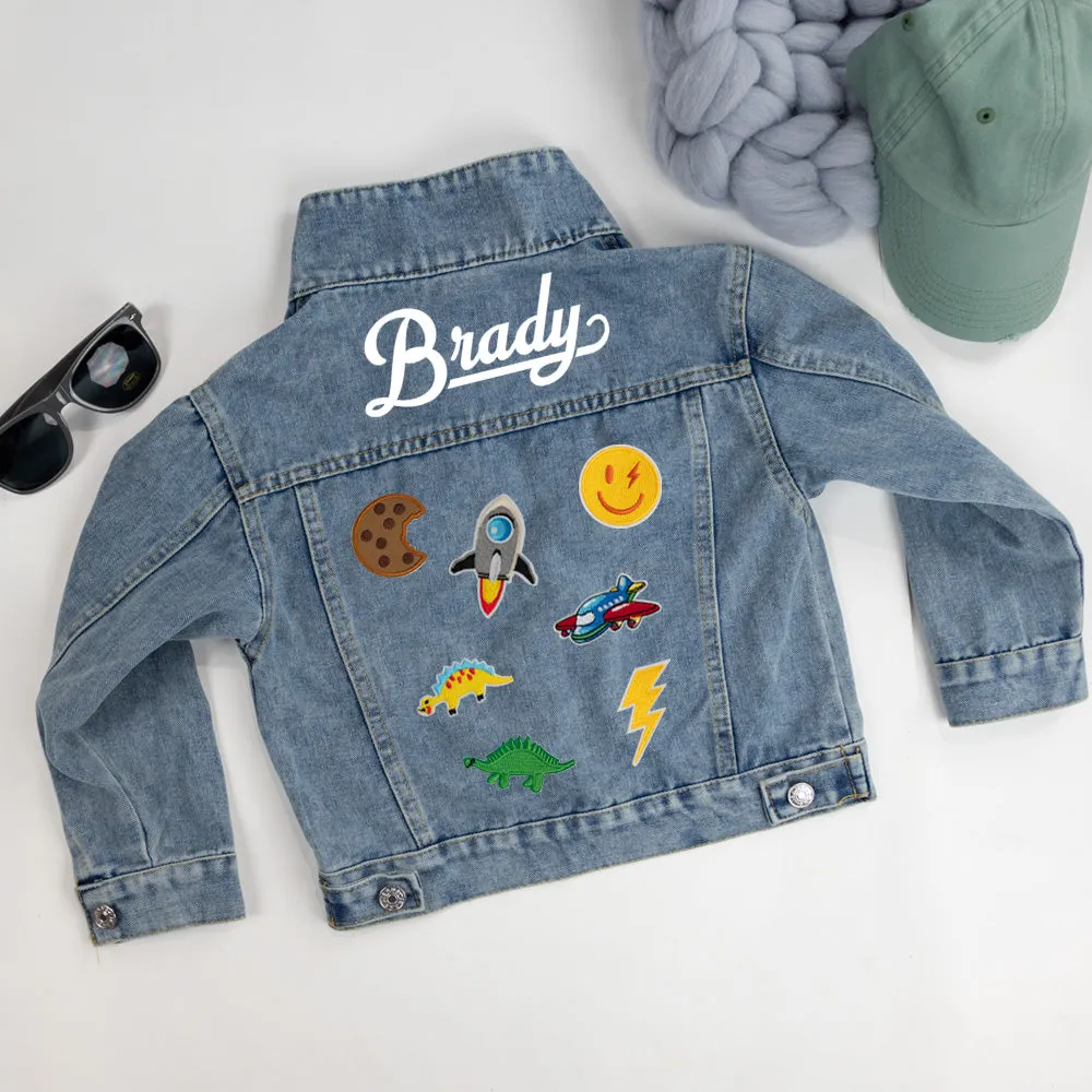 (Blue Denim) Kids Patch Jacket Gift