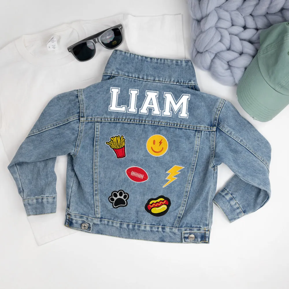 (Blue Denim) Kids Patch Jacket Gift