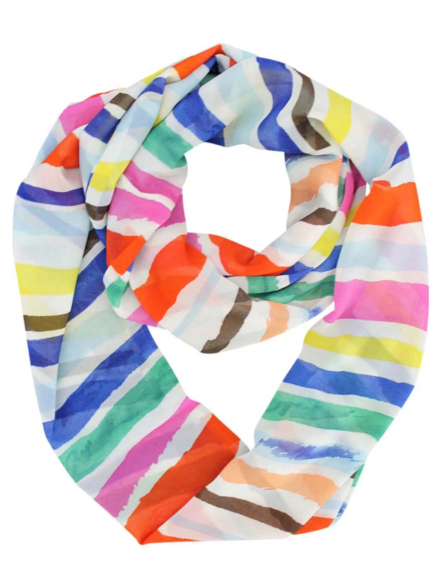 Blue Orange & Fuchsia Striped Circle Scarf