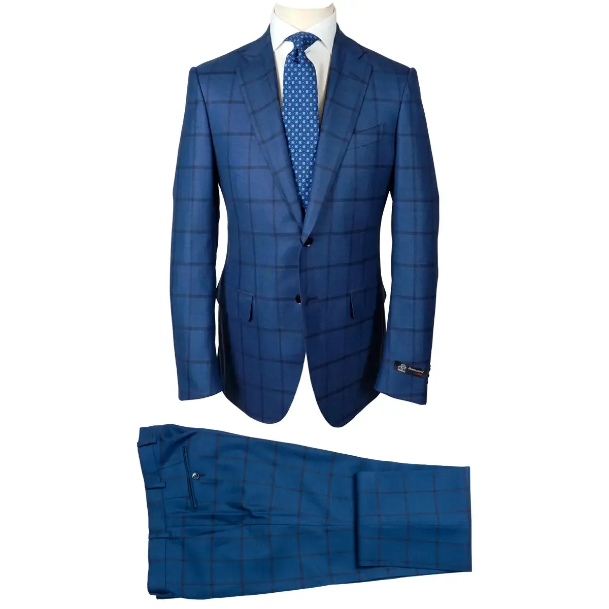 Blue Windowpane Check Super 150’s Virgin Wool Suit