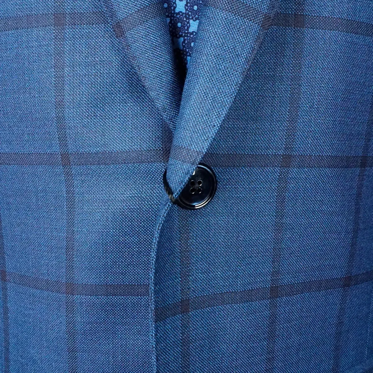 Blue Windowpane Check Super 150’s Virgin Wool Suit