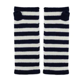 Breton Cashmere Wrist Warmers - Navy/White