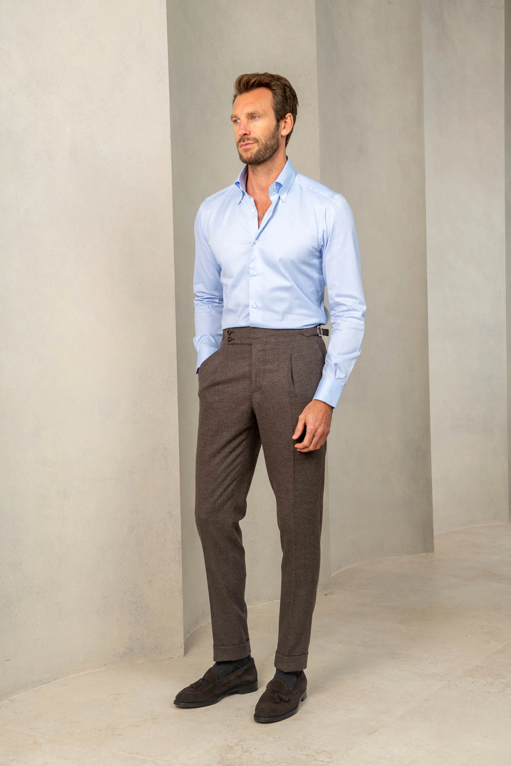 Brown Flannel Trousers "Soragna Capsule Collection" – Made in Italy