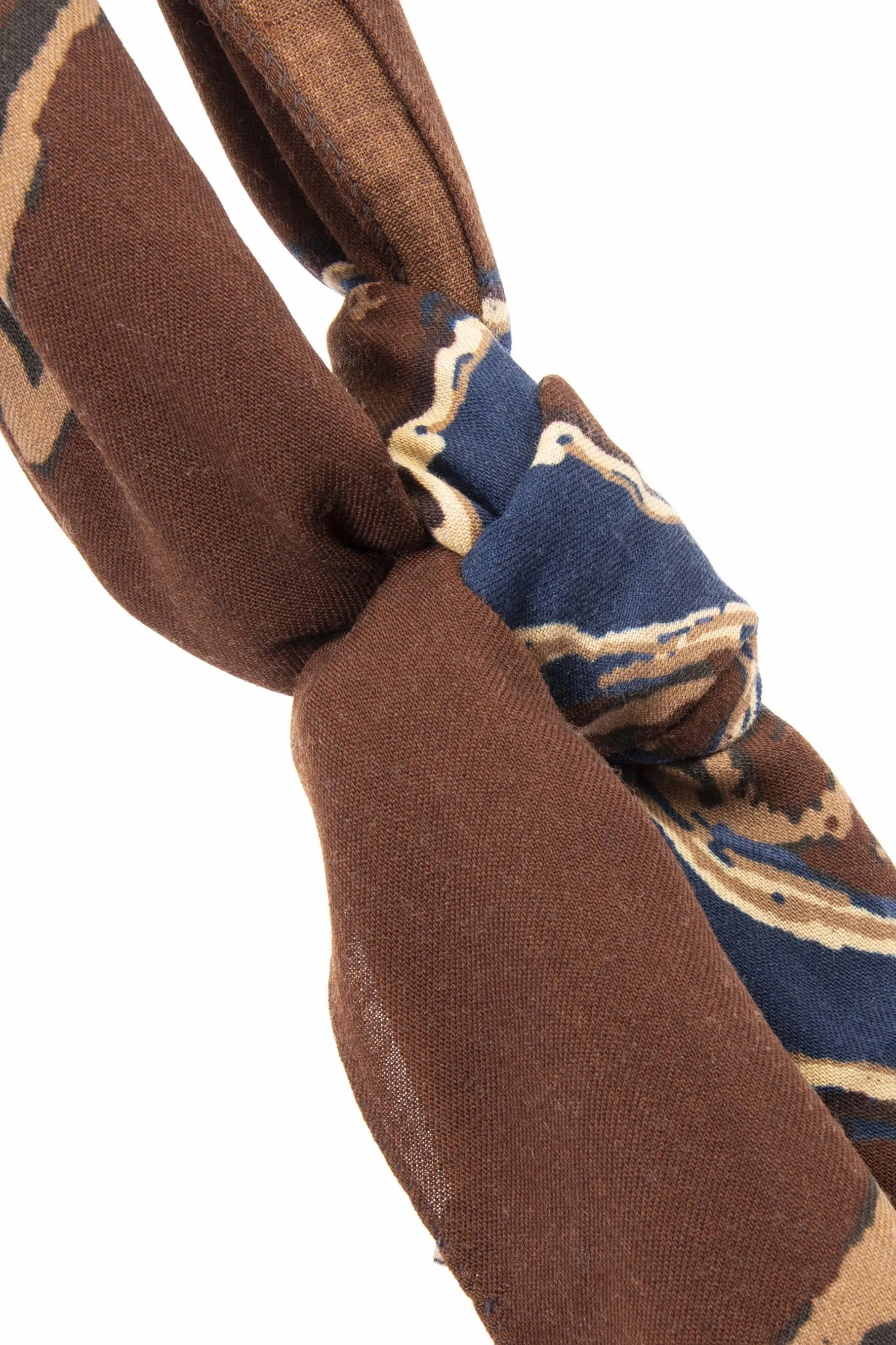 Brown Pure Italian Wool Flower & Medallion Scarf