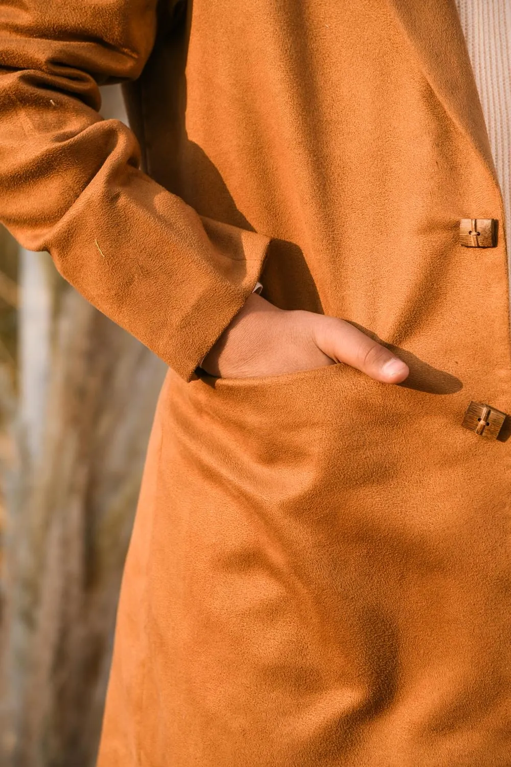 Burnt Sienna- Single Breasted Overcoat For Boys