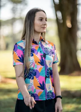 CA Ladies Funky Golf Shirt | Tropical Geometric